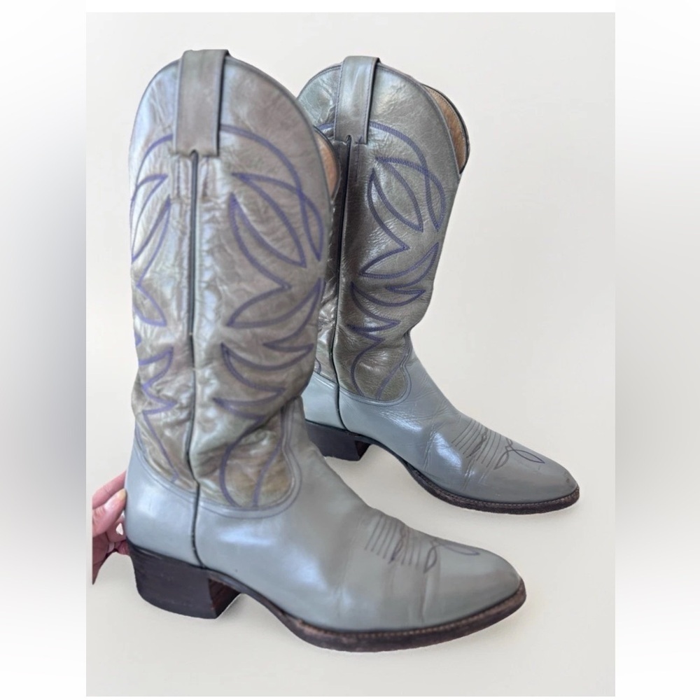 vintage west california grey western cowboy boots shoes men’s size 9